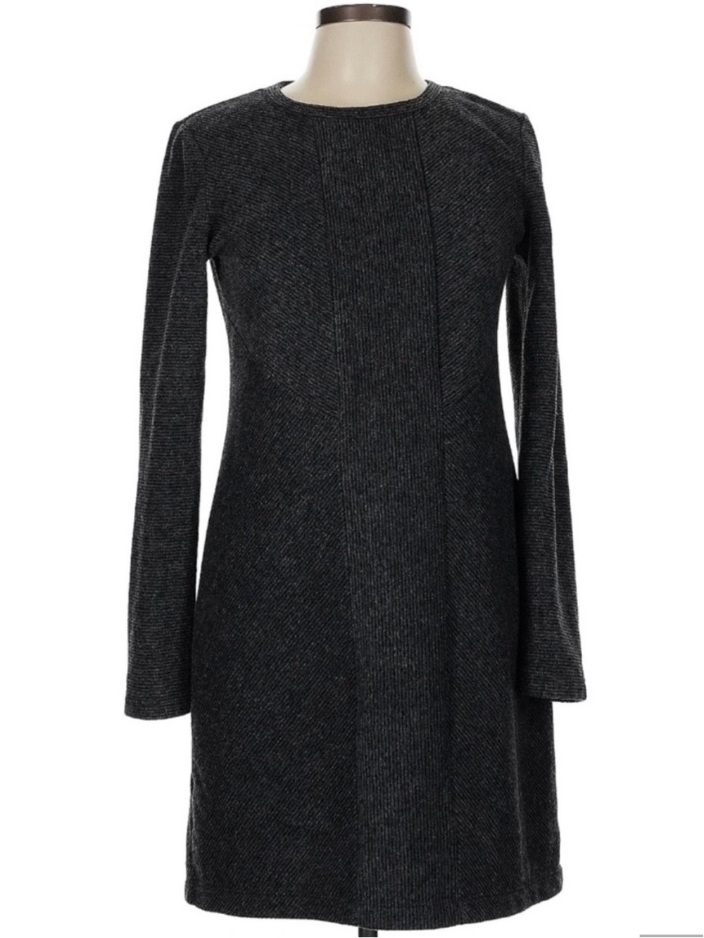 LOFT Charcoal Long-Sleeve Knit Sweater Dress